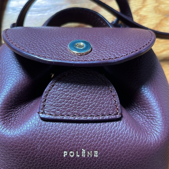 Polene numero un micro bag in textured leather in rich burgundy color - Picture 7 of 12